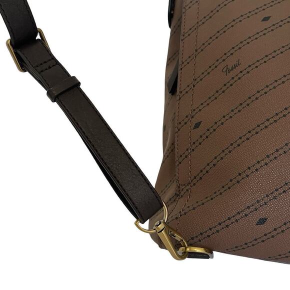 Fossil Parker Faux Leather Convertible Backpack Purse Handbag in Brown - Picture 7 of 16